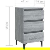 vidaXL noćni ormarić s metalnim nogama boja sivog hrasta 40x35x69 cm | shoptok.hr