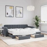 vidaXL Izvlečna dnevna postelja s predali temno siva 80x200 cm žamet | Shoptok.si