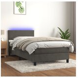  Box spring s madracem LED tamnosivi 90x190 cm baršun | shoptok.hr