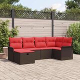  Vrtna sedežna garnitura 6 pcs Rjava in rdeča poli ratan, (5000134541) | Shoptok.si