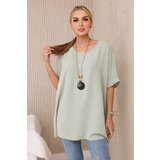 Kesi Włoski Oversized blouse with pendant light mint | shoptok.hr
