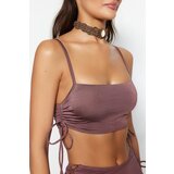 Trendyol Brown Pleated Bikini Top | shoptok.hr
