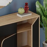 Marckeric Crna/u prirodnoj boji niska komoda u dekoru hrasta 140x79 cm Nola – | shoptok.hr