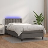 Krevet box spring s madracem LED sivi 80x200 cm od umjetne kože | Eponuda.com