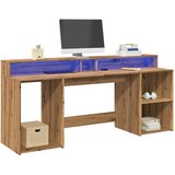 Furnova Pisalna miza z LED lučkami artisan hrast 200x55x91 cm inž. les, (21925357) Cene