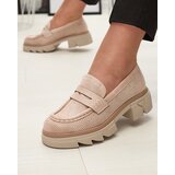 Resti Beige women's openwork moccasins on a solid sole Ejina - Footwear Cene