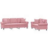 vidaXL 2-dijelni set sofa s jastucima ružičasti baršunasti | shoptok.hr