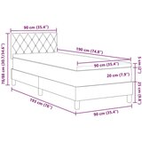 vidaXL Krevet s opružnom podlogom i madracem & LED svjetlom svijetlo siva 90x190 cm baršun | shoptok.hr