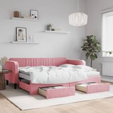  The Living Store Izvlečna dnevna postelja s predali roza 90x200 cm žamet - Izvlečna Dnevna Postelja, (21440183) | Shoptok.si