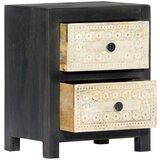 Furnova Nočna omarica ročno izrezljana siva 40x30x50cm trden mangov les, (21927011) | Shoptok.si