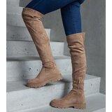 Gemre Brown long flat-soled boots Tromi | Shoptok.si