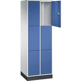 C+P jeklena omara s predelki z zaklepanjem intro, višina predelka 580 mm, šxg 620 x 500 mm, 6 predelkov, korpus svetlo siv, vrata encijan modra | Shoptok.si