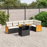 Maison Chic Seti vrtnega pohištva - Vrtna garnitura - Vrtni pohištvo set 7-delna z blazinami črn poli ratan, (21803038) | Shoptok.si