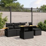 vidaXL 6-dijelni set vrtnih sofa s jastucima crni od poliratana | shoptok.hr