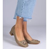 Gemre Green low-heeled pumps with rhinestones Cahes | Shoptok.si