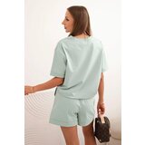 Kesi Włoski Women's punto set with short sleeves and loose shorts mint | Shoptok.si