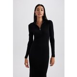 Defacto Fitted Zipper Collar Ribbed Long Sleeve Dress | Eponuda.ba