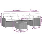  6-dijelni set vrtnih sofa od poliratana s jastucima sivi | shoptok.hr