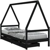  Okvir za dječji krevet s ladicama crni 90 x 200 cm od borovine | shoptok.hr