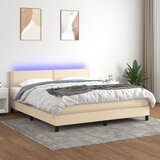 The Living Store Box spring postelja z vzmetnico LED krem 180x200 cm blago - Box Spring Postelja, (21520615) Cene