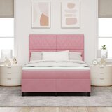 vidaXL Škatlasti vzmetni okvir z vzmetnico roza 160x200 cm iz žameta, (22051317) | Shoptok.si
