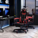  Ergonomska gamerska stolica okretna s uvlačivim osloncem za noge podesivim naslonom PU koža crna‑crvena | shoptok.hr