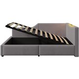 Lumor Postelja s predalom 90x200 cm - Postelja s klopjo iz žameta - Z berilko in polnilnimi vtičnicami - Siva, (22156149) | Shoptok.si