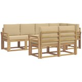 vidaXL Zunanja garnitura za sedenje 7 pcs Bela in bež Poliester, (5000280928) | Shoptok.si