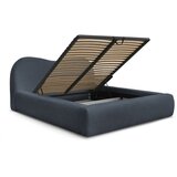 Bobochic Paris Temno modra oblazinjena zakonska postelja s prostorom za shranjevanje in letvenim dnom 160x200 cm Orlane – | Shoptok.si