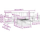  Set vanjskih sofa s jastukom 5 pcs Prirodna i Svjetlosiva | shoptok.hr