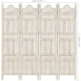 vidaXL sobna pregrada s 4 panela bijela 160x165 cm masivno drvo manga | shoptok.hr