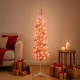  Umjetno usko božićno drvce s kuglicama 120 cm 150 LED lampica | shoptok.hr