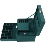 LEAN 31056 zelena baršunasta kutija za nakit s ladicom, pretincima i ključem – 24,5 × 17 × 11,5 cm | shoptok.hr