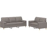  2-dijelni set sofa s jastucima smeđesivi od tkanine | shoptok.hr