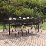  7-dijelni vrtni blagovaonski set od poliratana crni | shoptok.hr
