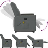 vidaXL Električni masažni naslonjač na podizanje od tkanine tamnosivi | shoptok.hr