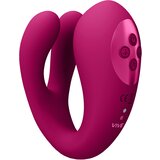 VIVE Yoko Triple Action Vibrator Dual Prongs with Clitoral Pulse Wave Pink Cene