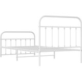  Metalni okvir kreveta uzglavlje i podnožje bijeli 107x203 cm | shoptok.hr