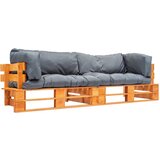  2-dijelni vrtni set sofa od paleta sa sivim jastucima borovina | shoptok.hr