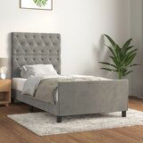 The Living Store Posteljni okvir z vzglavjem svetlo siv 80x200 cm žamet - Posteljni Okvir Z Vzglavjem, (21490930) | Shoptok.si