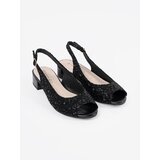 GOODIN Black low-heeled sandals with leopard print | Shoptok.si