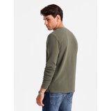 Ombre Button-up neck men's waffle knit longsleeve - olive | Eponuda.ba