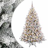  Umjetno božićno drvce s kuglicama 180 cm 300 LED lampica - Zelena i bijela 180 cm s LED-ima i ružičastim lopticama | shoptok.hr