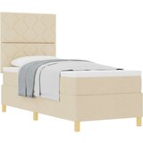  Postelja z vzmetnico z vzglavjem krema 80 x 200 cm blago, (5000128468) Slike