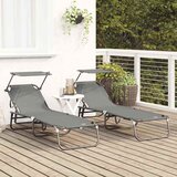  Sklopiva ležaljka za sunčanje 2 pcs Siva 190 x 57 x 81 cm | shoptok.hr