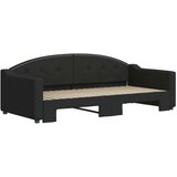  Dnevni krevet na razvlačenje crni 90 x 190 cm od tkanine | shoptok.hr