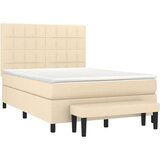 vidaXL Box spring postelja z vzmetnico krem 140x190 cm blago | Shoptok.si