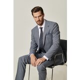 Altinyildiz classics Men's Blue-gray Slim Fit Slim Fit Gingham Pattern Wool Waterproof Nano Suit