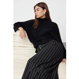 Trendyol Black Soft Textured Wide Fit Knitwear Sweater Cene