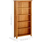 vidaXL Knjižna omara 5-nadstropna 70x22x140 cm trdna hrastovina | Shoptok.si